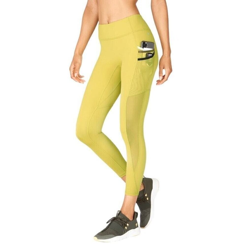 Fabletics Trinity Motion365 Leggings L Womens 7/8 Mid Rise Green Lime Yoga NWT